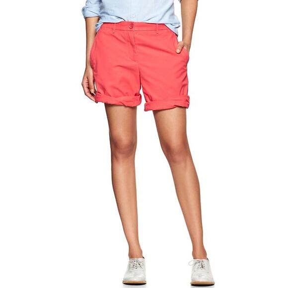 GAP Pants - GAP Boyfriend Roll-Up Shorts Coral Pink NWT Women’s Size 0
